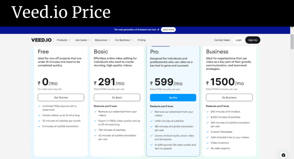 Veed.io Price