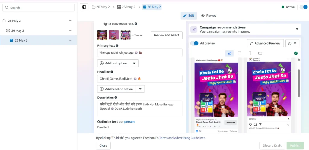 meta ads for ludo app india
