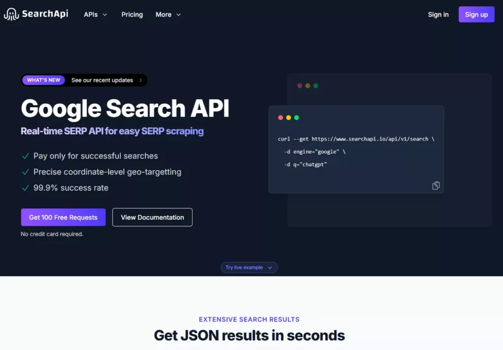 Search API for Google Serp Results
