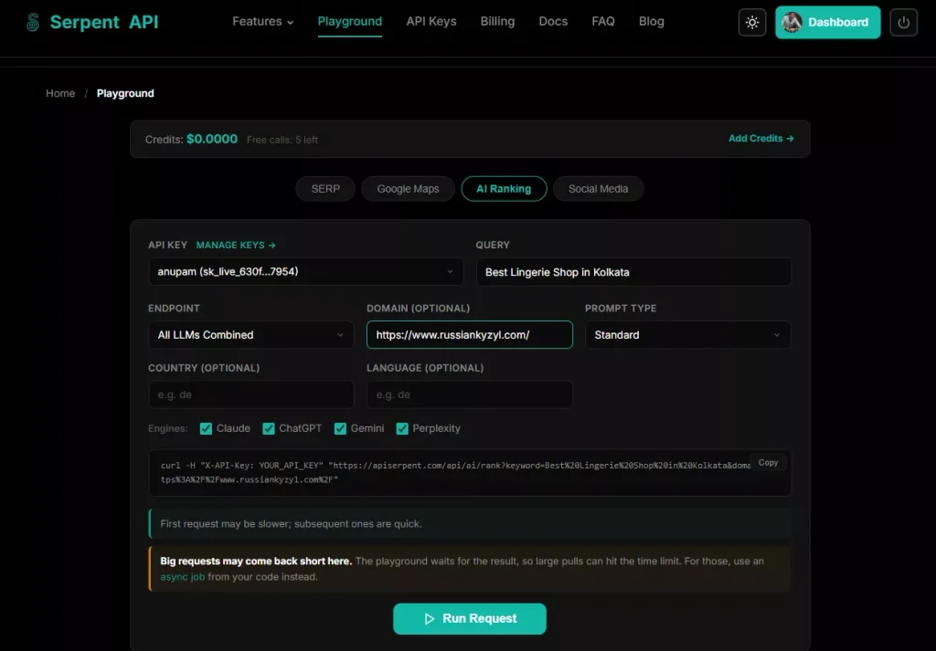 Serpent API AI Rank Tracker