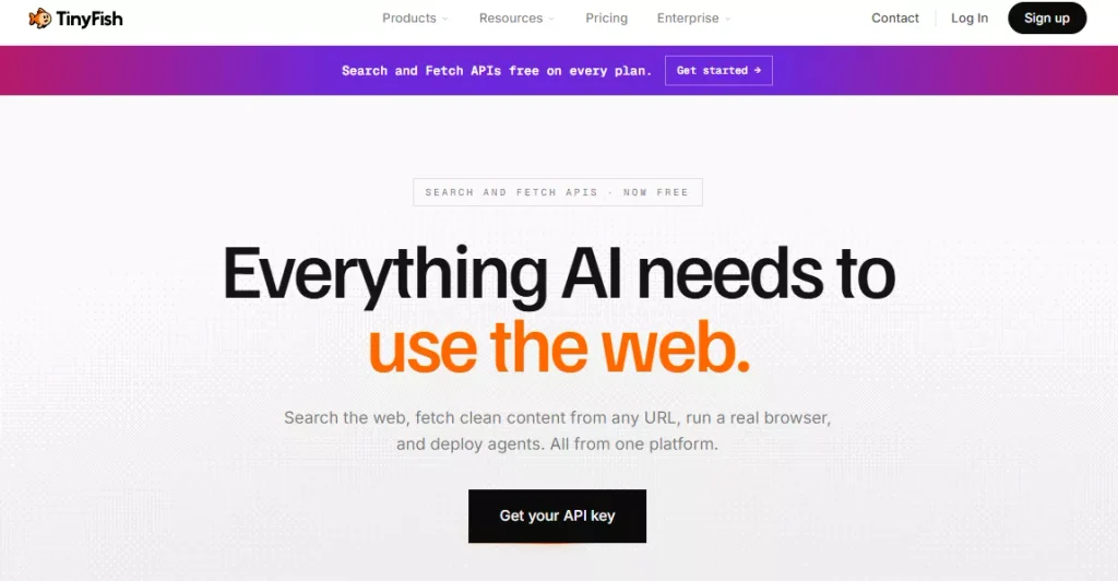 Tiny Fish homepage for SEO APIs